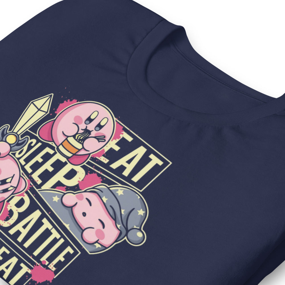 Playera Eat, Sleep, Battle and Repeat Kirby - Doblado zoom