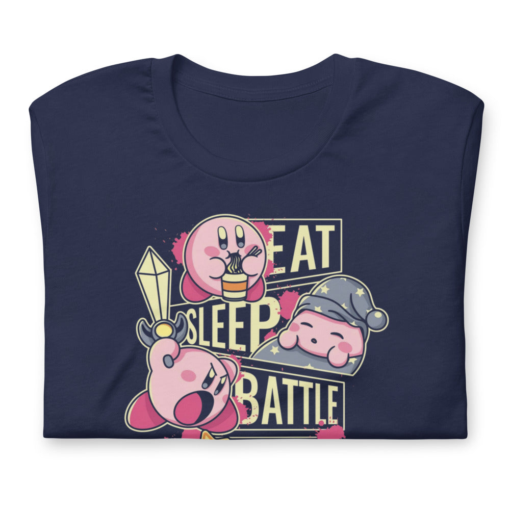 Playera Eat, Sleep, Battle and Repeat Kirby - Doblado