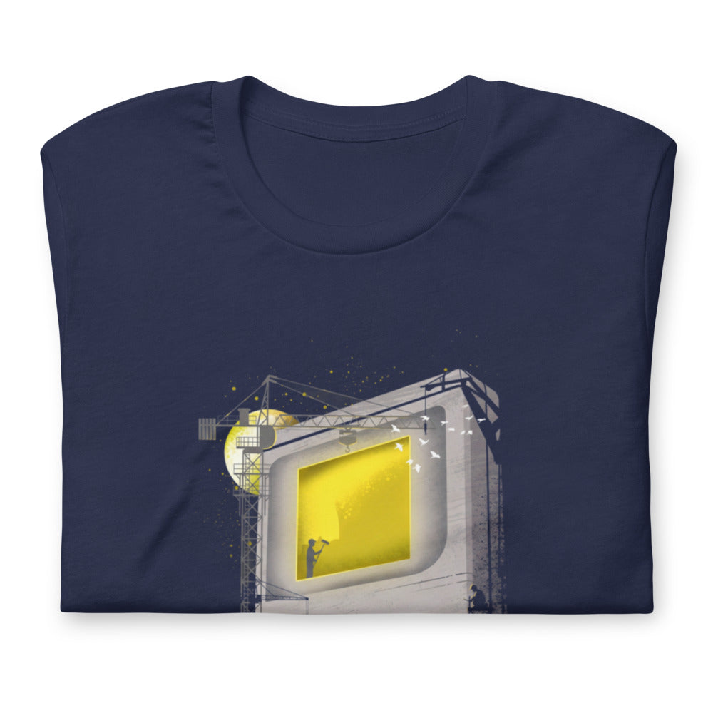 Playera Game Boy Under Construction Tower Cranes - Doblado