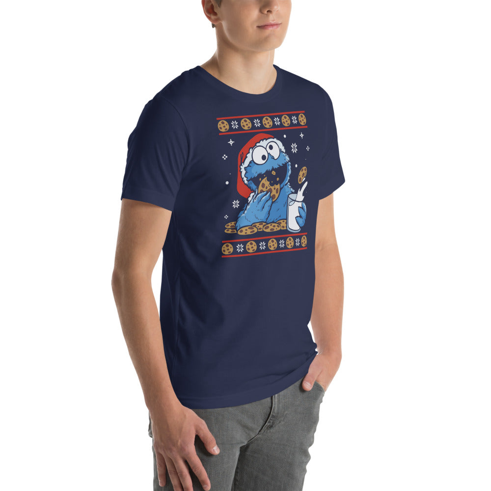 Playera Navidad con galletas - Modelo masculino lateral