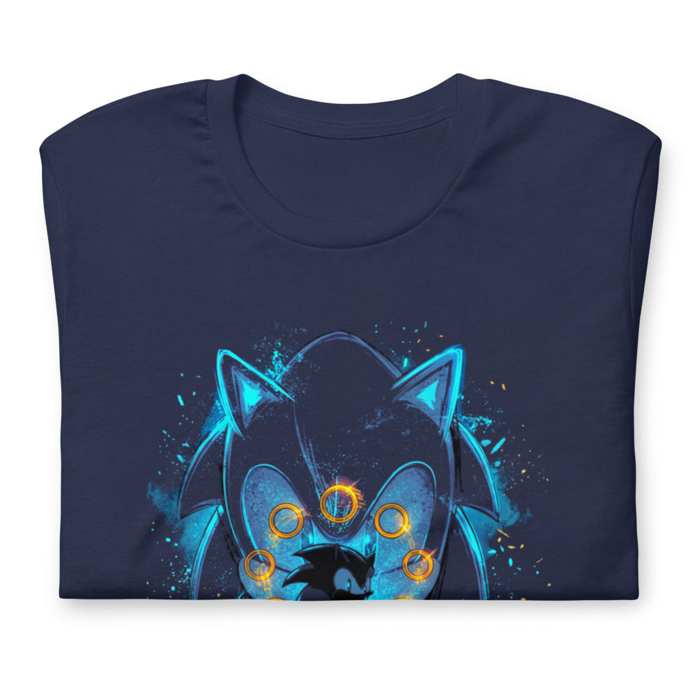 Playera Sonic Giant Head Gold Rings Lightning - Doblado