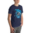 Playera Water Wizard Blue Dragon Splash - Modelo masculino lateral