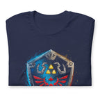 Playera Zelda Hylian Shield Triforce Blue Brushstroke - Doblado