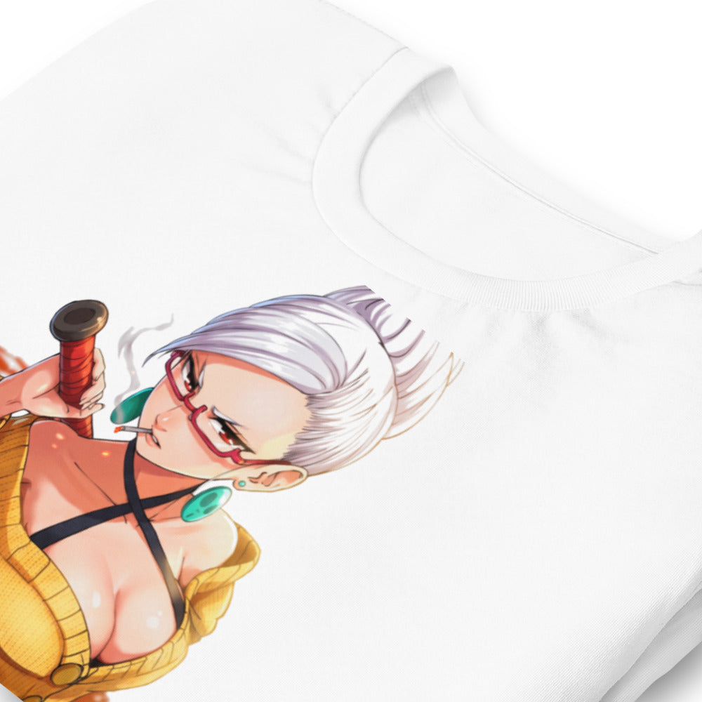 Playera Anime Girl Yellow Sweater Red Glasses - Doblado zoom
