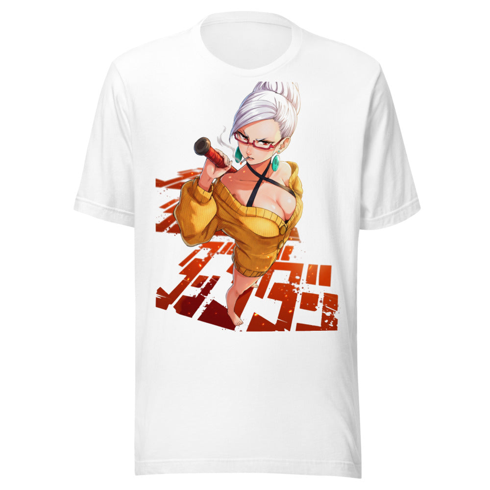Playera Anime Girl Yellow Sweater Red Glasses - Frente grande