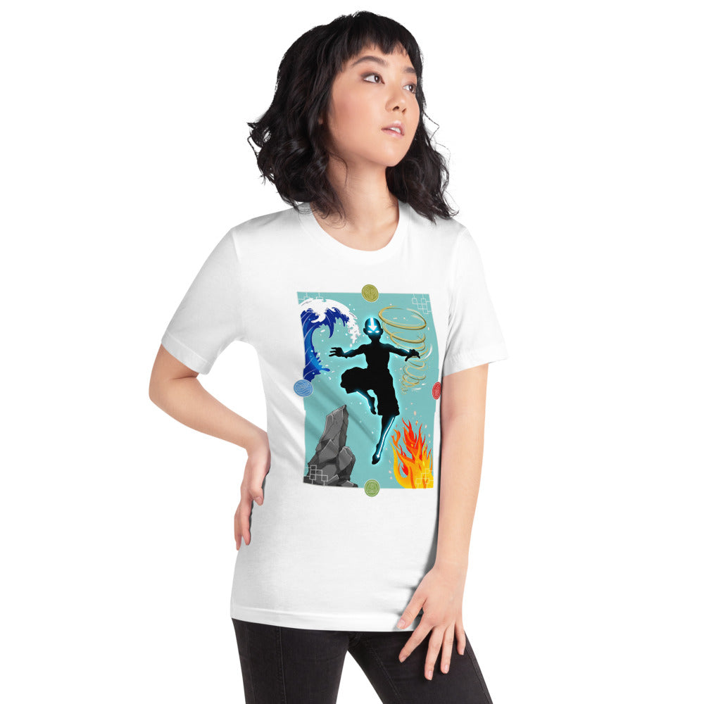 Playera Avatar Aang Four Elements Silhouette - Modelo femenina