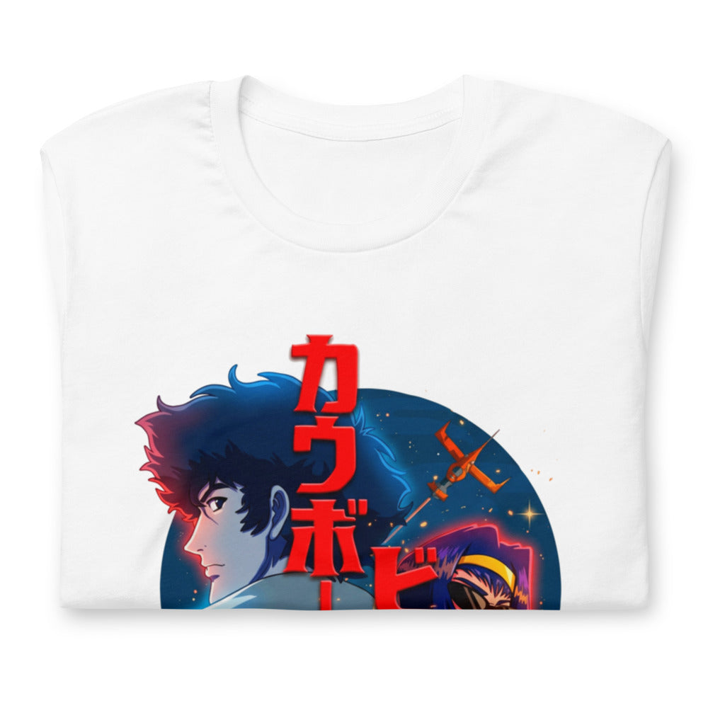 Playera Cowboy Bebop Spike And Faye Red Katakana - Doblado
