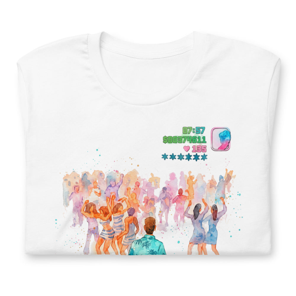 Playera GTA Vice City Dance Floor Watercolor - Doblado