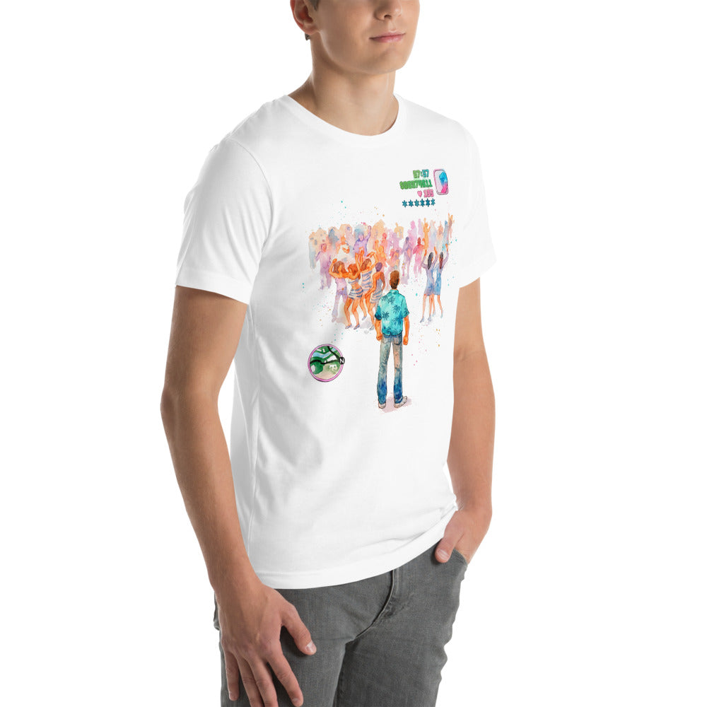 Playera GTA Vice City Dance Floor Watercolor - Modelo masculino lateral