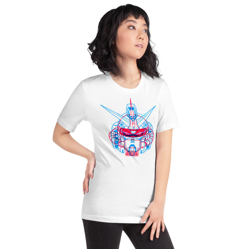 Playera Gundam Red Blue Double Exposure - Modelo femenina