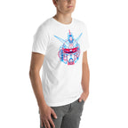 Playera Gundam Red Blue Double Exposure - Modelo masculino lateral