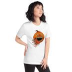 Playera Halloween Pumpkin Monster Four Eyes - Modelo femenina