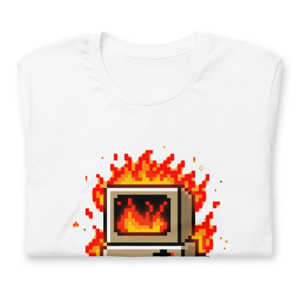 Playera Ningún Correo Me Encuentra Bien Computadora En Llamas - Doblado