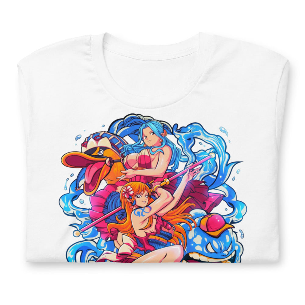 Playera One Piece Nami Vivi Water Splash - Doblado