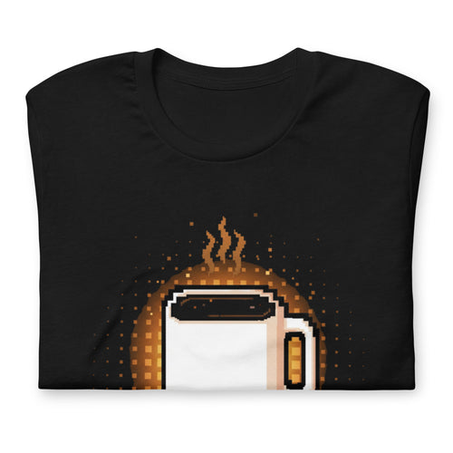 Playera 1 Up Pixel Coffee Mug Amber Glow - Doblado