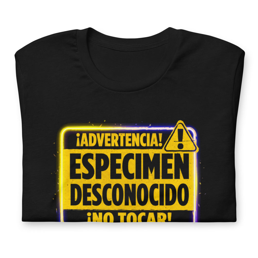Playera Advertencia Espécimen Desconocido No Tocar - Doblado