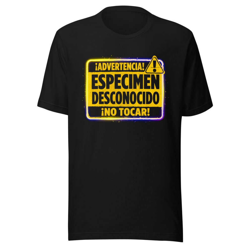 Playera Advertencia Espécimen Desconocido No Tocar - Frente grande