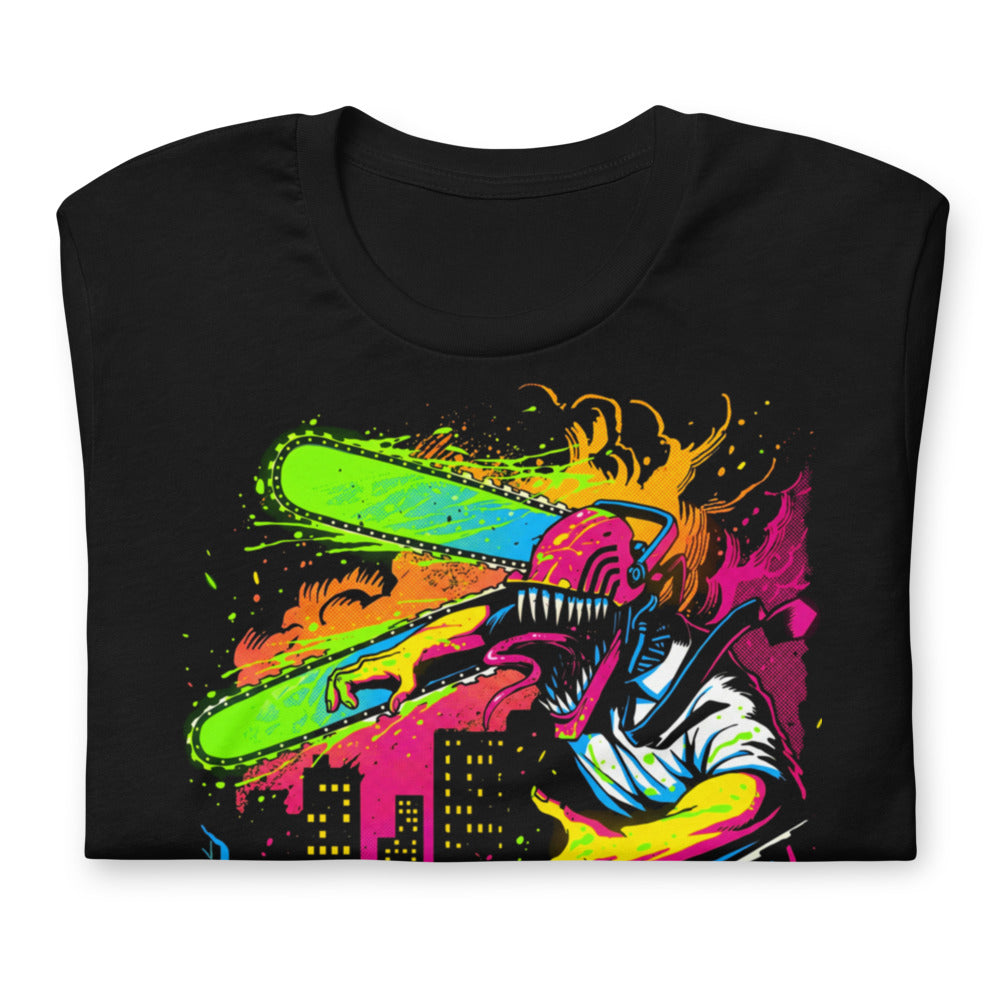 Playera Chainsaw Man Neon Splatter City - Doblado