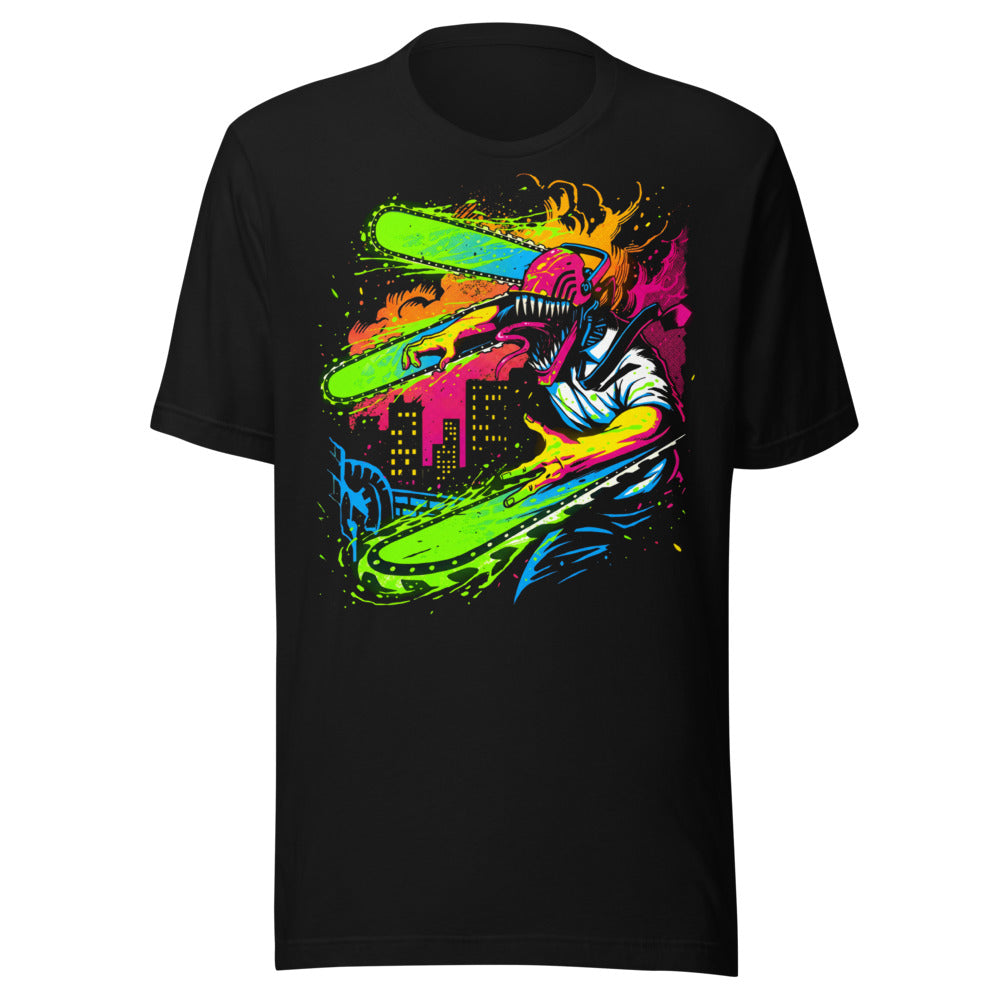 Playera Chainsaw Man Neon Splatter City - Frente grande