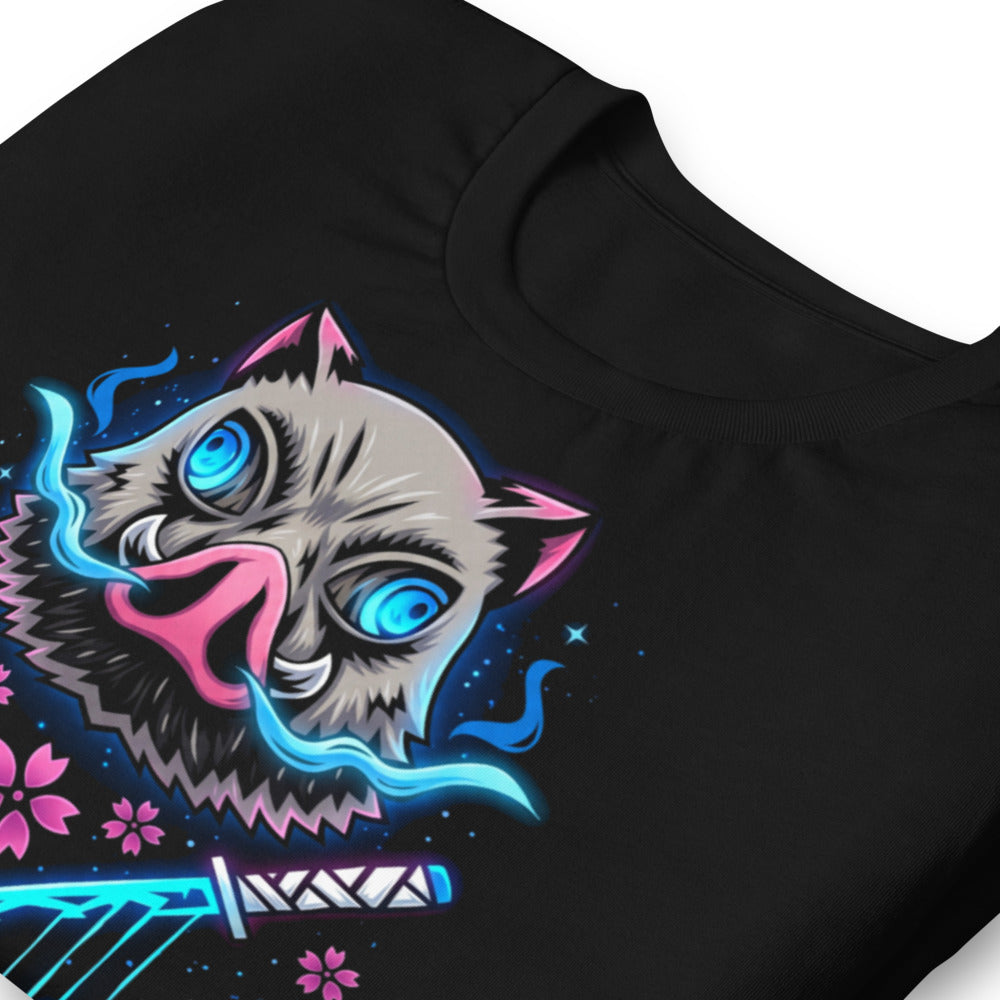 Playera Demon Slayer Inosuke Boar Mask Blue Flames - Doblado zoom