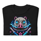 Playera Demon Slayer Inosuke Boar Mask Blue Flames - Doblado