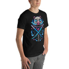 Playera Demon Slayer Inosuke Boar Mask Blue Flames - Modelo masculino lateral