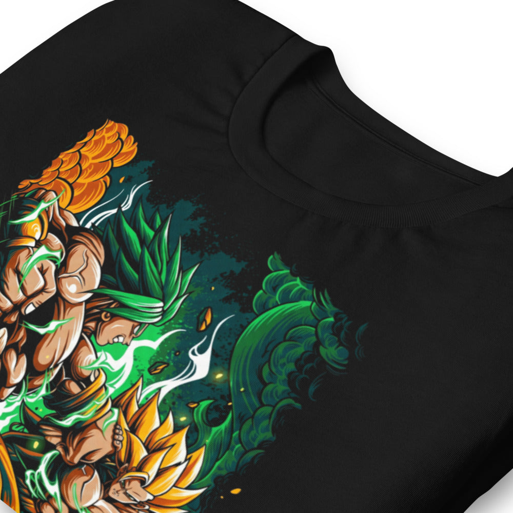 Playera Dragon Ball Goku Vs Broly Green Aura - Doblado zoom