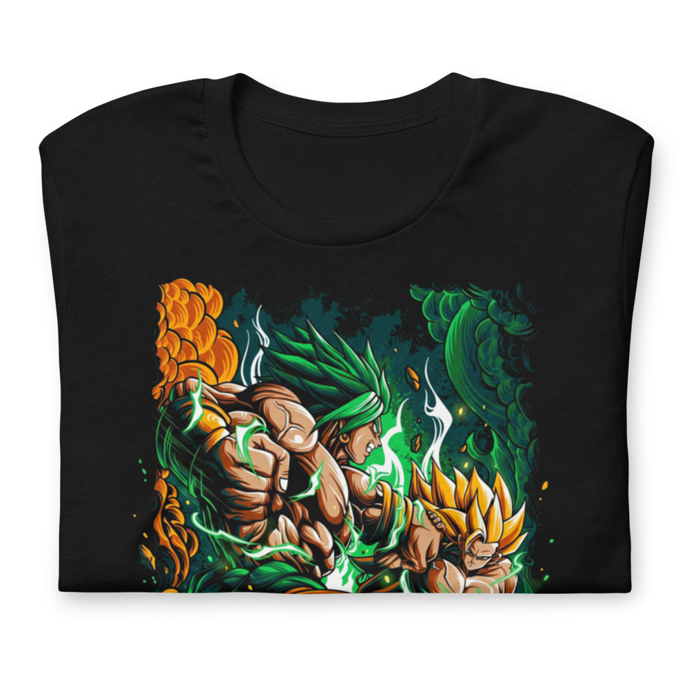 Playera Dragon Ball Goku Vs Broly Green Aura - Doblado
