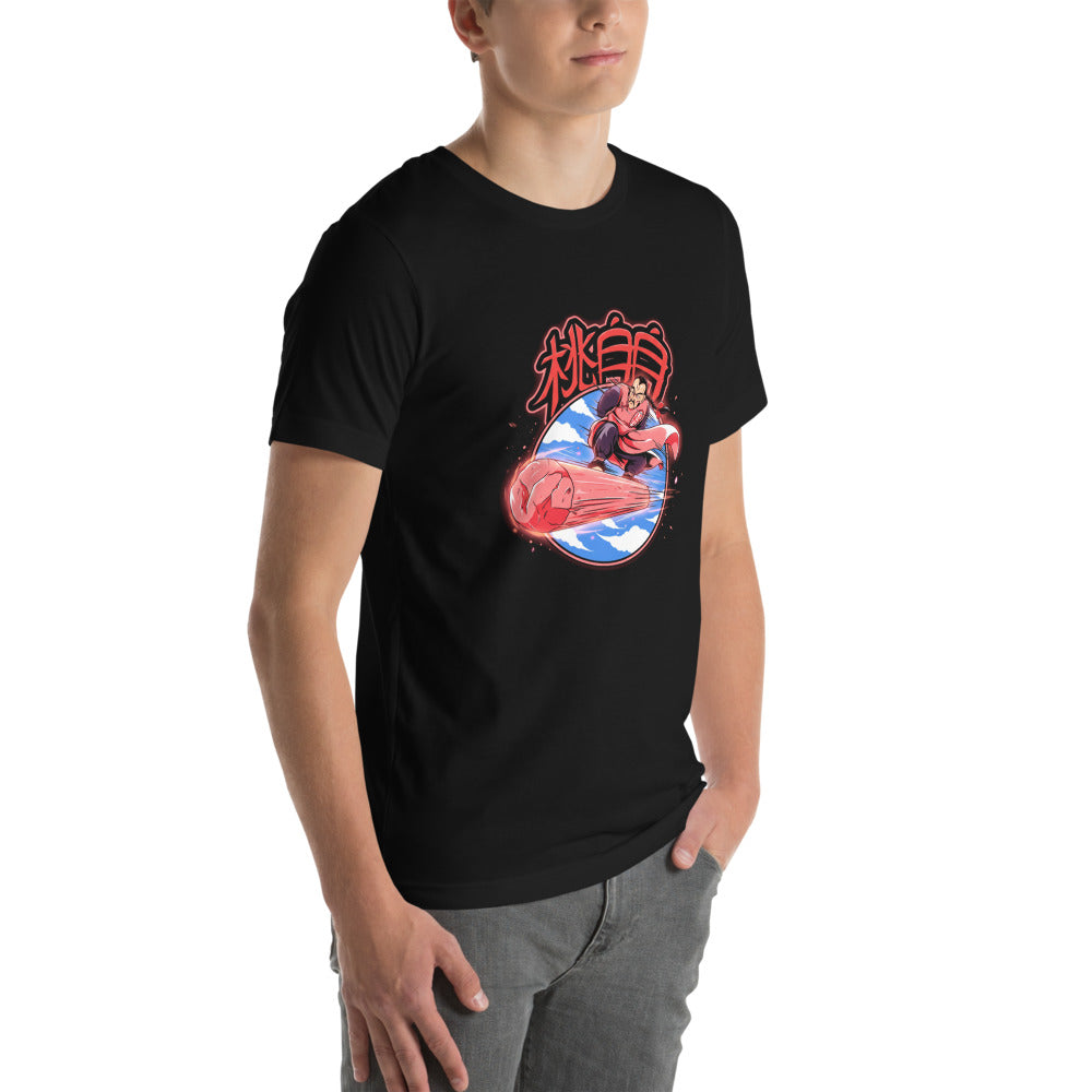 Playera Dragon Ball Tao Pai Pai Flying Pillar - Modelo masculino lateral
