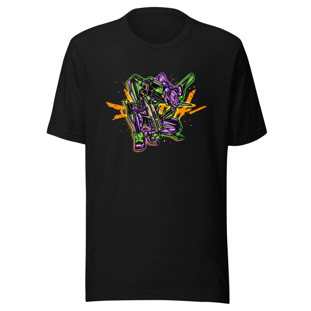 Playera Evangelion Unit 01 Crouching Orange Splatter - Frente grande