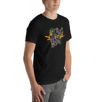 Playera Evangelion Unit 01 Crouching Orange Splatter - Modelo masculino lateral