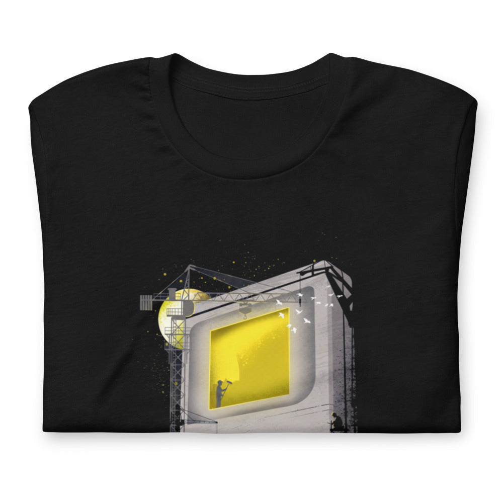 Playera Game Boy Under Construction Tower Cranes - Doblado