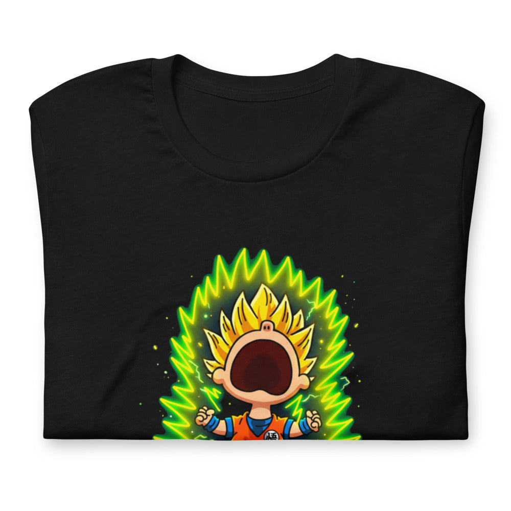 Playera Goku Super Saiyan Peanuts Scream Green Aura - Doblado