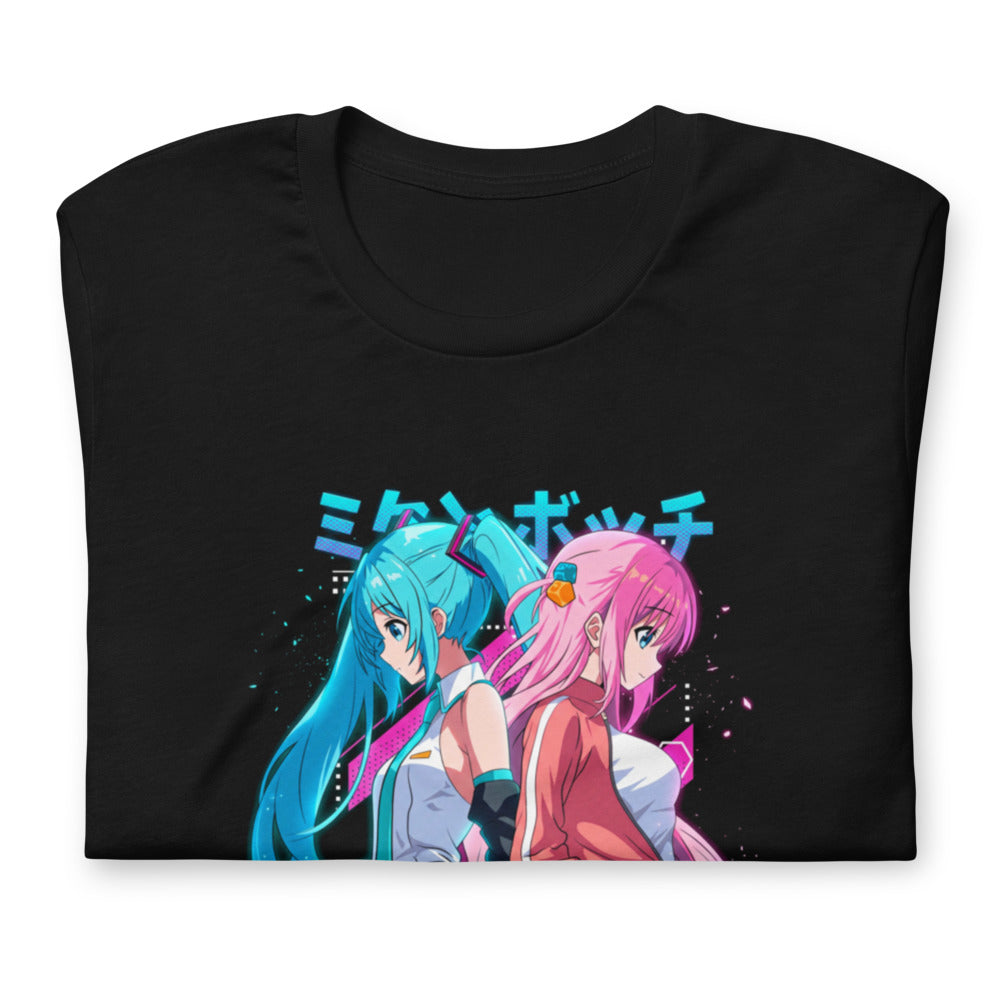 Playera Hatsune Miku Bocchi Back To Back Neon - Doblado