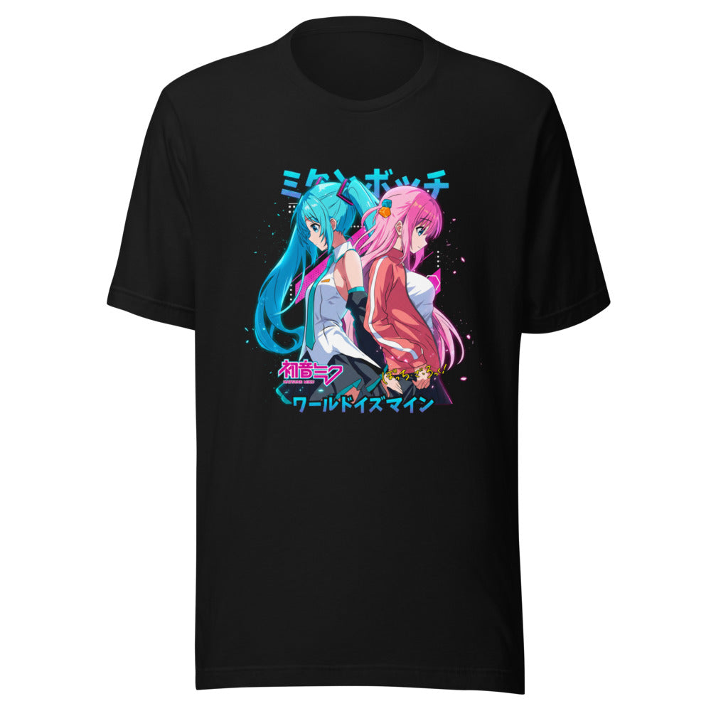 Playera Hatsune Miku Bocchi Back To Back Neon - Frente grande