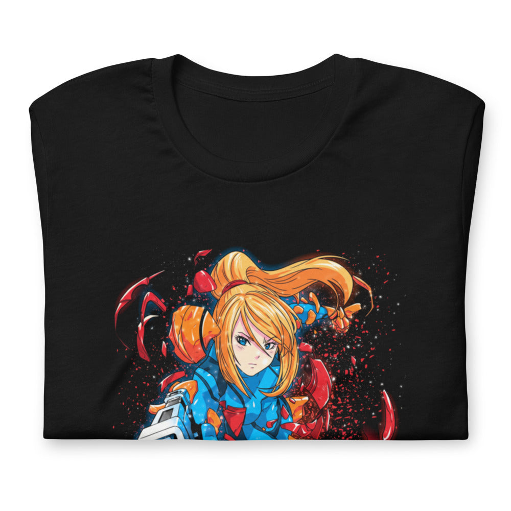Playera Metroid Samus Arm Cannon Armor Burst - Doblado