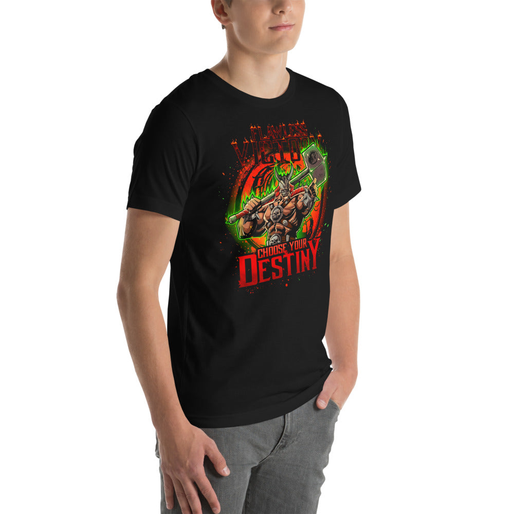 Playera Mortal Kombat Shao Kahn Flawless Victory - Modelo masculino lateral