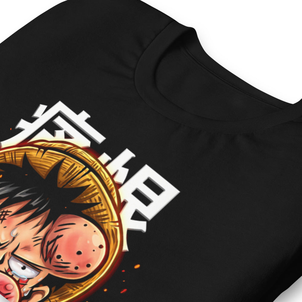 Playera One Piece Luffy Crying Swollen Lips Kanji - Doblado zoom