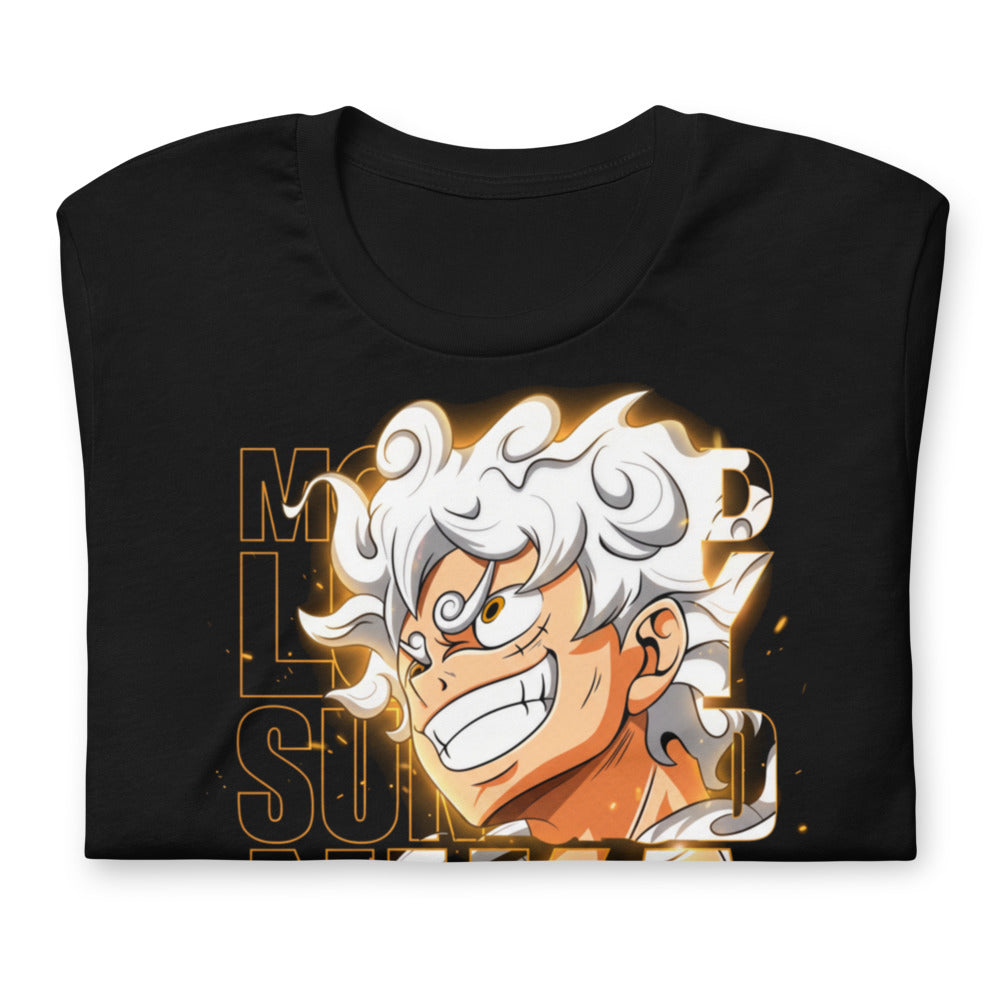 Playera One Piece Luffy Gear 5 Nika Gold Typography - Doblado
