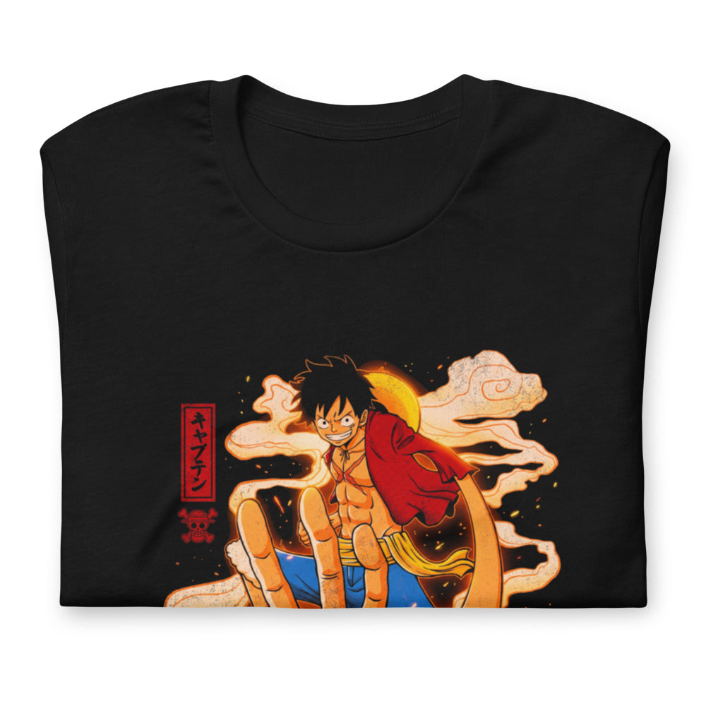 Playera One Piece Luffy Giant Hand Captain Clouds - Doblado