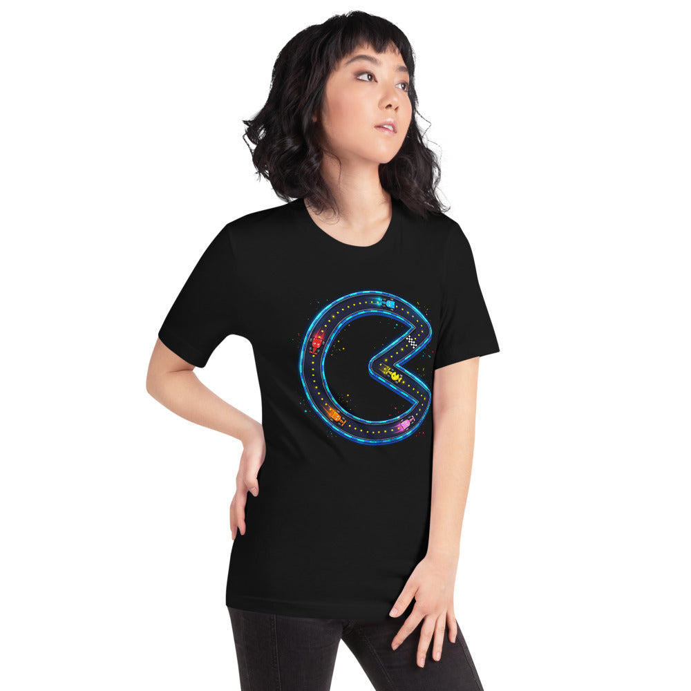 Playera Pac-Man Ghost F1 Racers Neon Track - Modelo femenina