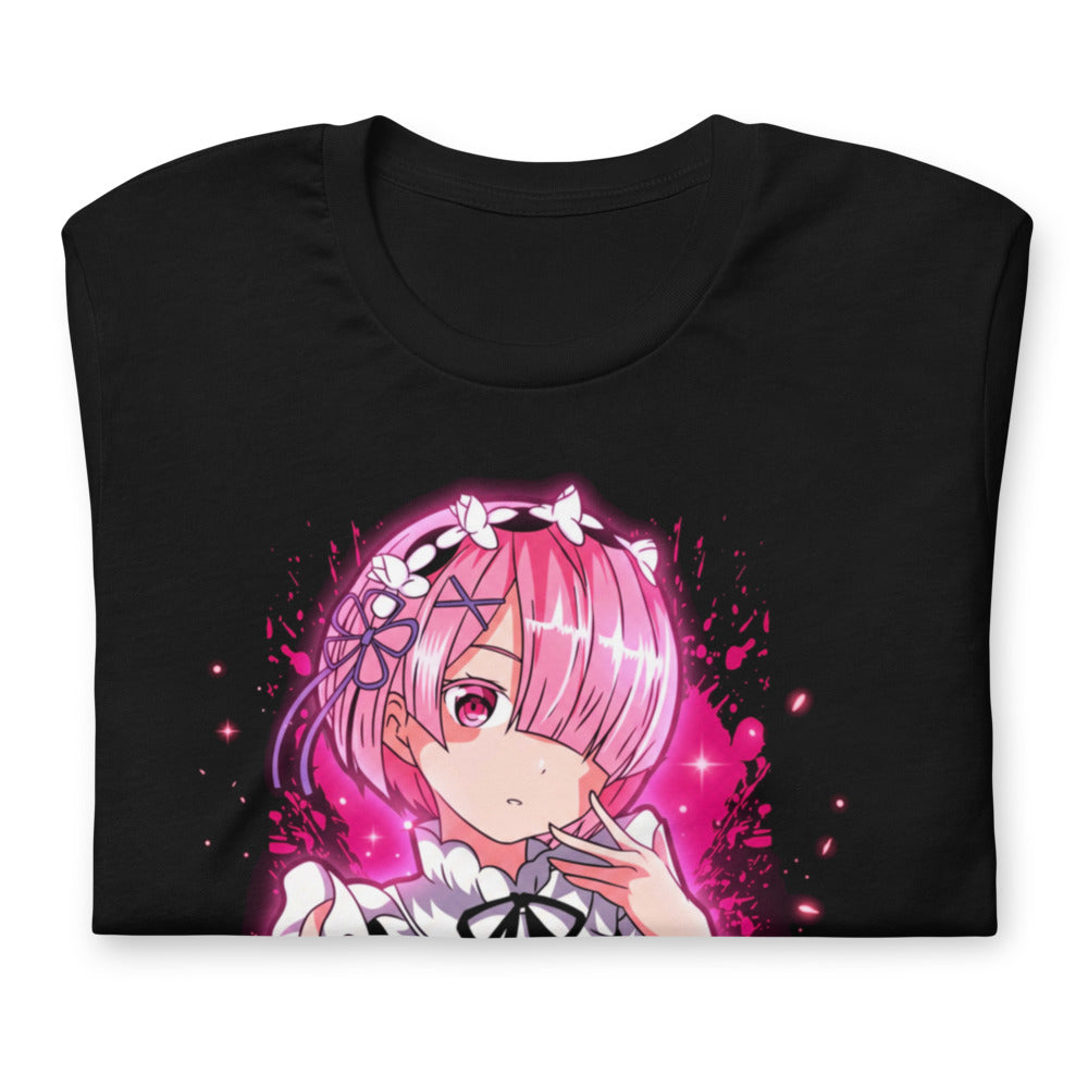 Playera Re Zero Ram Pink Maid Splash - Doblado