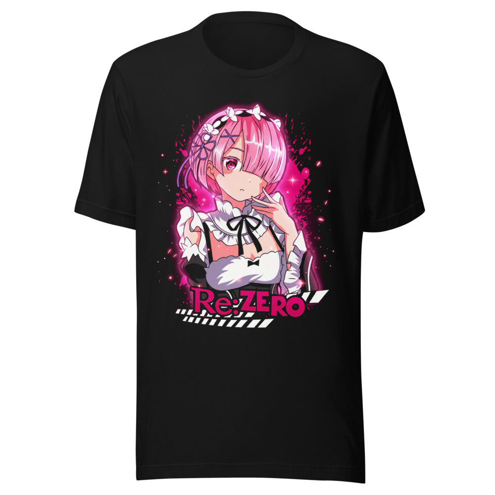 Playera Re Zero Ram Pink Maid Splash - Frente grande