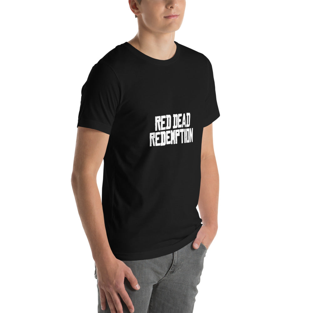 Playera Red Dead Redemption Rockstar - Modelo masculino lateral