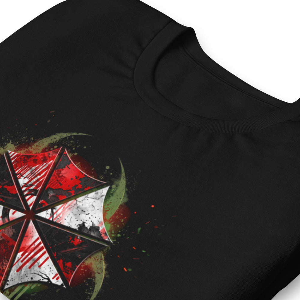 Playera Resident Evil Umbrella Biohazard Grunge Logo - Doblado zoom