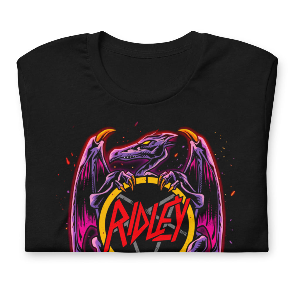 Playera Ridley Metroid Metal Logo Pentagram Dragon - Doblado