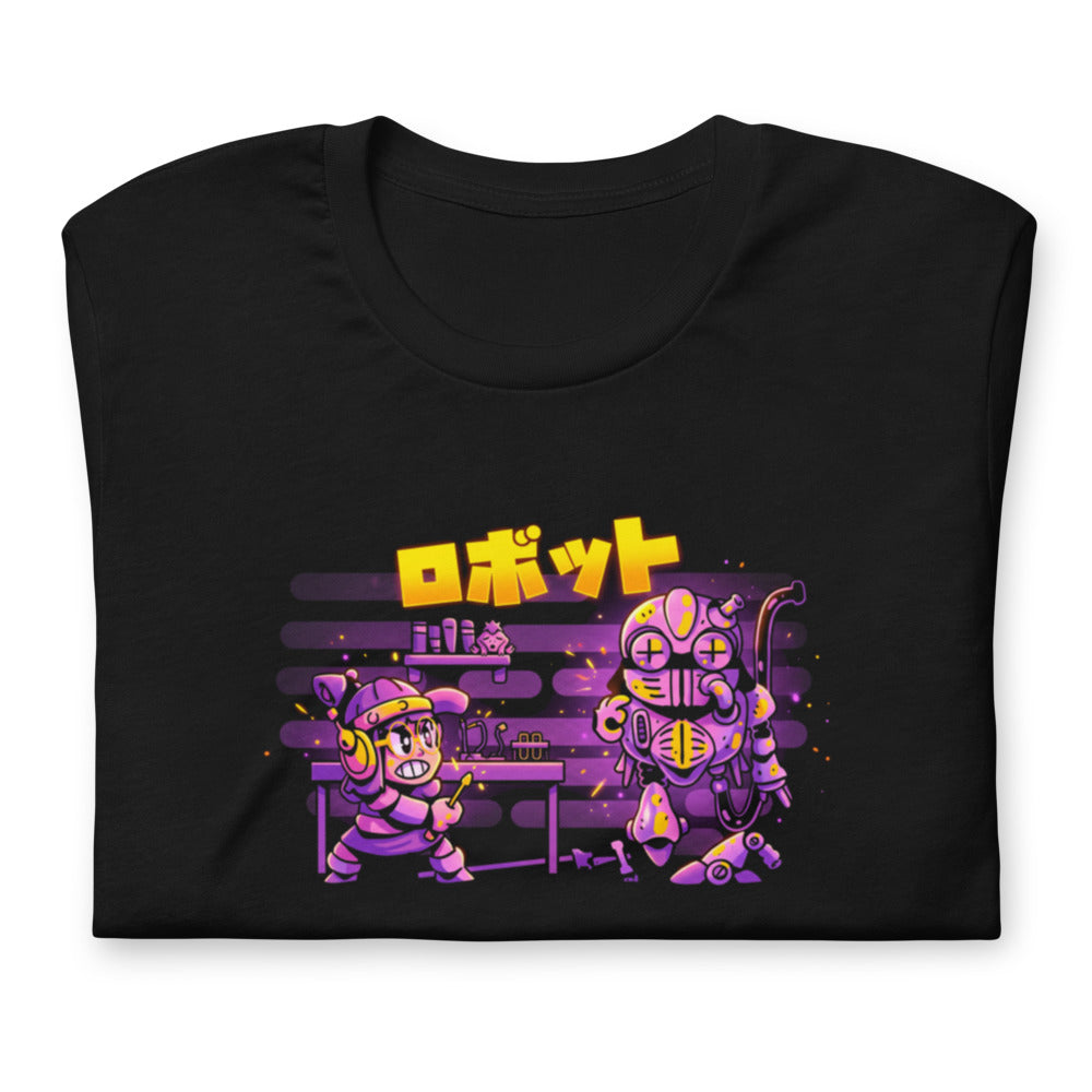 Playera Robotto Katakana Girl Mechanic Giant Robot - Doblado