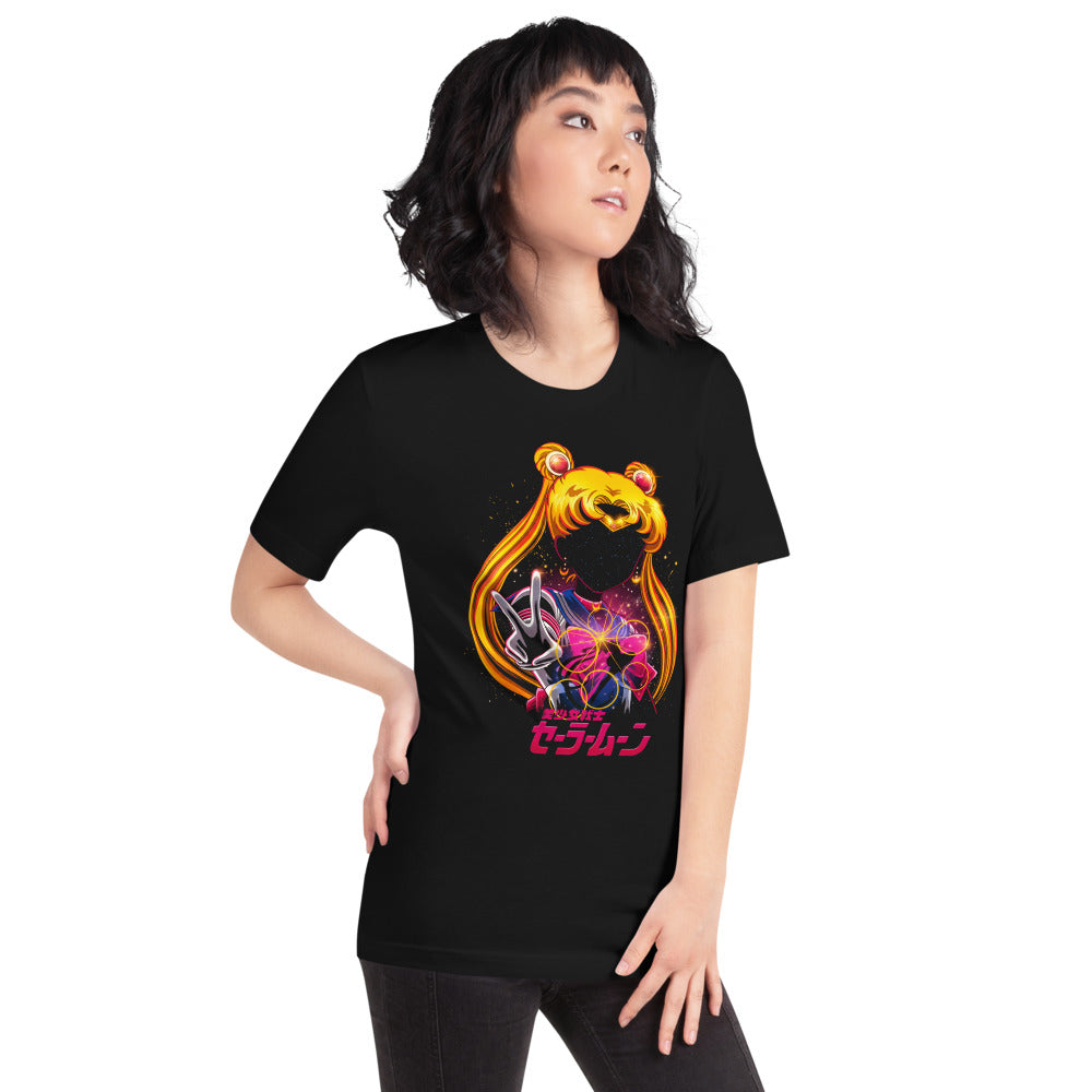 Playera Sailor Moon Galaxy Face Peace Sign - Modelo femenina