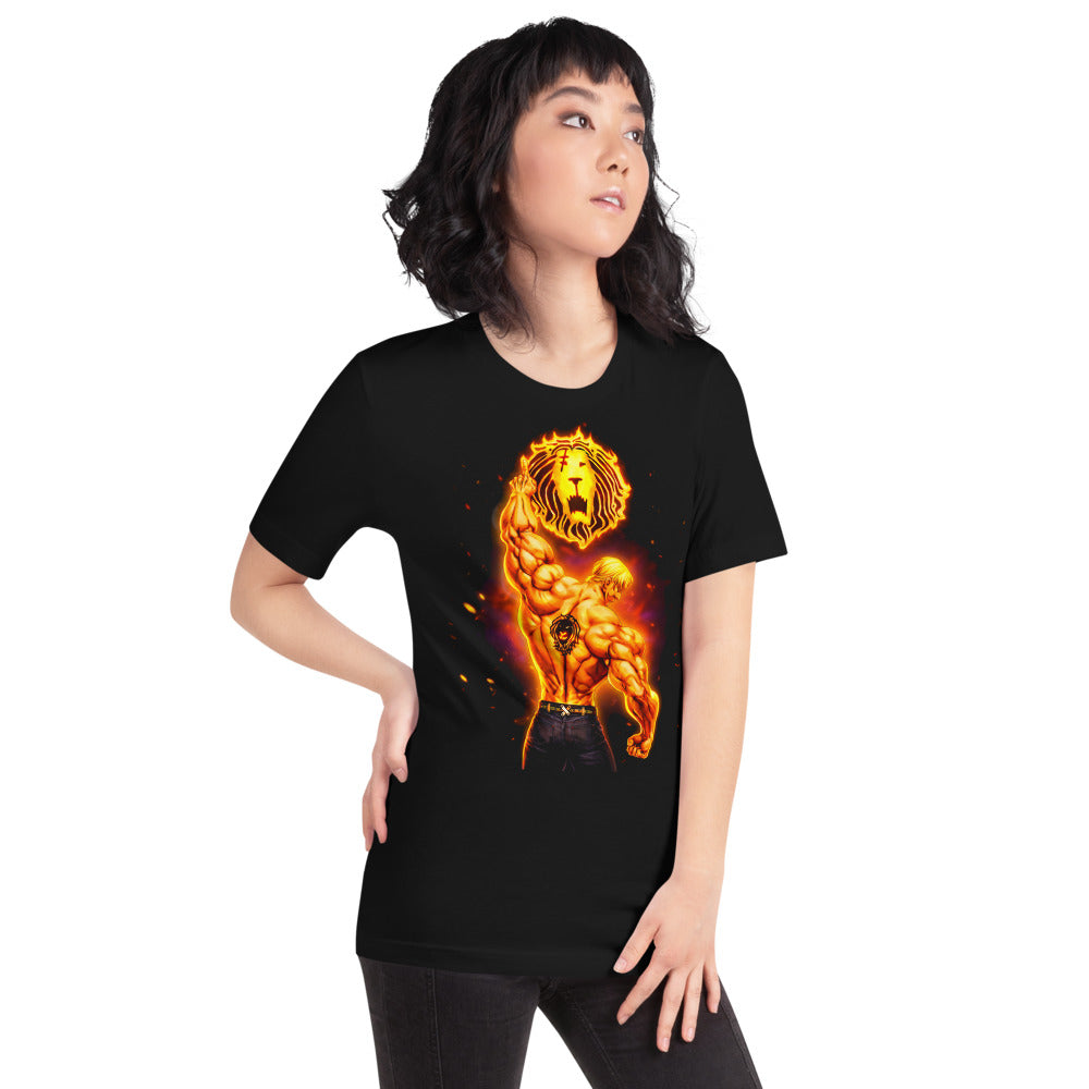 Playera Seven Deadly Sins Escanor Flaming Lion Emblem - Modelo femenina