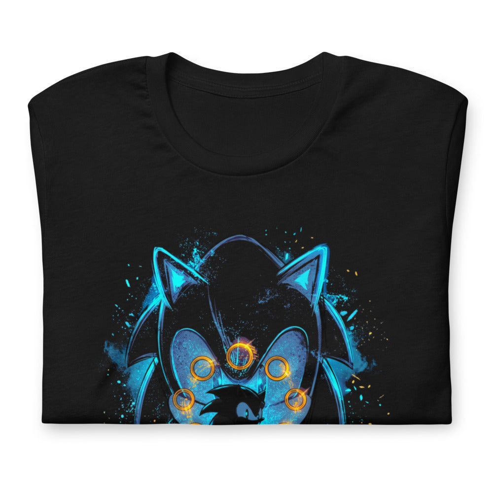 Playera Sonic Giant Head Gold Rings Lightning - Doblado